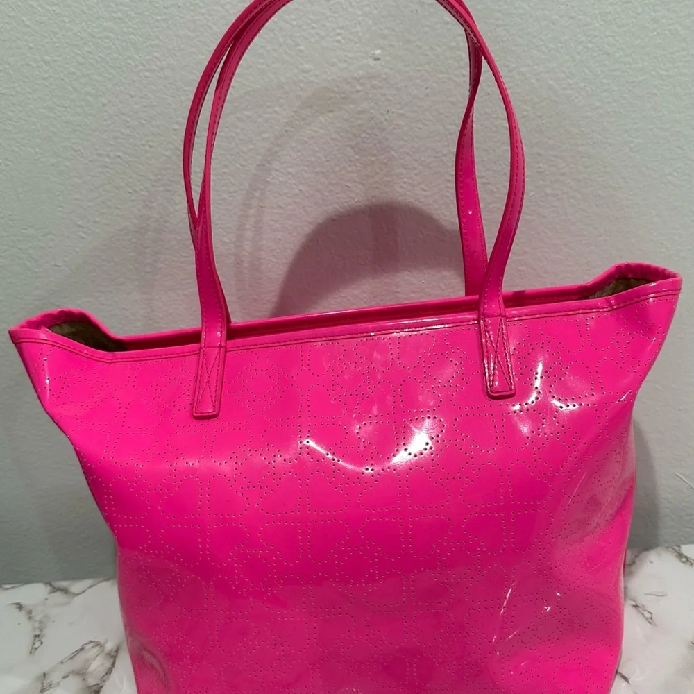 Kate Spade Hot Pink Glossy Vibrant Tote Bag